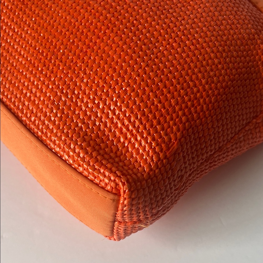 Escada Orange Woven Tote with Pink Drawstring Liner - Picture 9 of 15